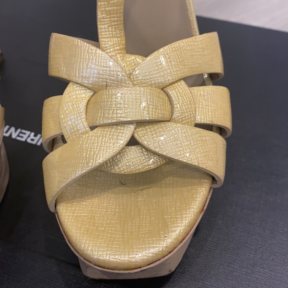 YSL patent leather beige Tribute peep toe platform - Picture 4 of 6